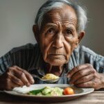 alt="old man eating healthy food"